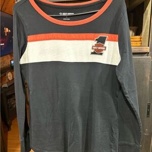 Harley-Davidson Kids Black Long Sleeve with Orange and White Stripes